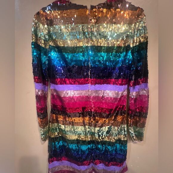 NWTs Mac Duggal 93724 Evening Dress Rainbow Sequin Mini Size 6 - Picture 8 of 10